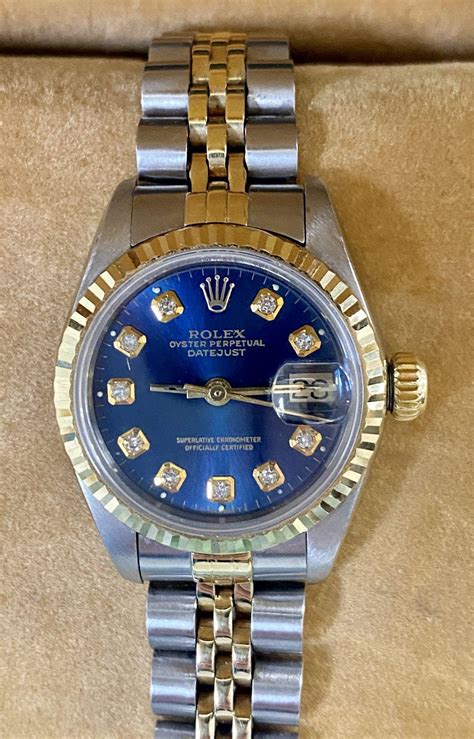 womans blue rolex|women's Rolex blue face.